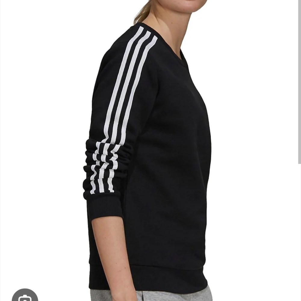 Adidas Essentials Three Stripe Fleece Sweatshirt, Women's Size XS, Black / White